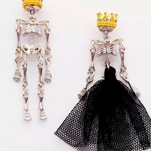 New Gothic King & Queen Skeleton Earrings - Picture 3 of 6